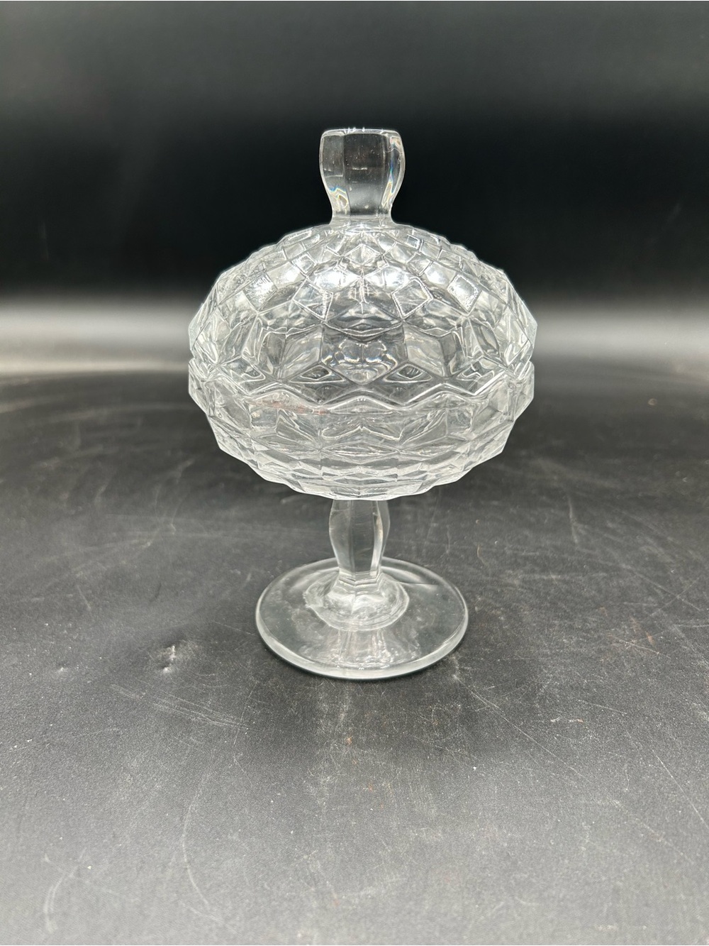 Fostoria American Glass Covered Compote jelly Dish